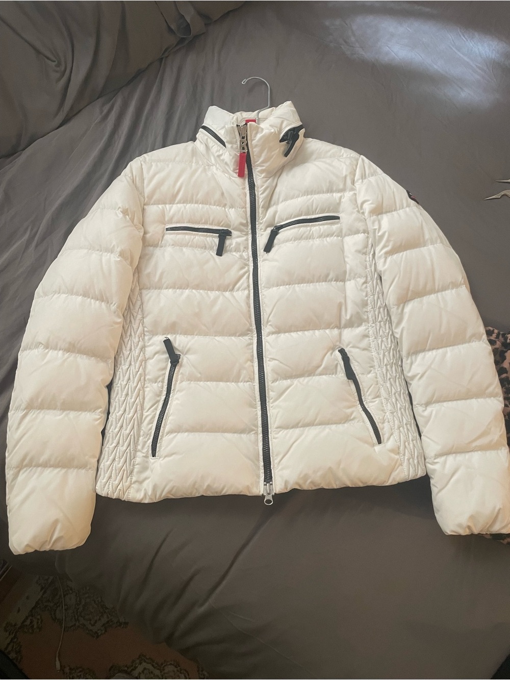 Bogner White Ski Puffer Jacket with Black Trim